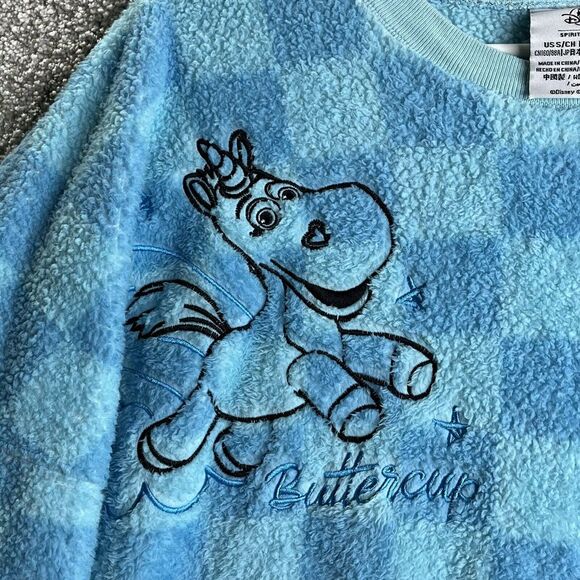 Disney Spirit Jersey Adult Small‎ Blue Pixar Sulley Lotso Fuzzy Fluffy Fleece - Picture 4 of 12